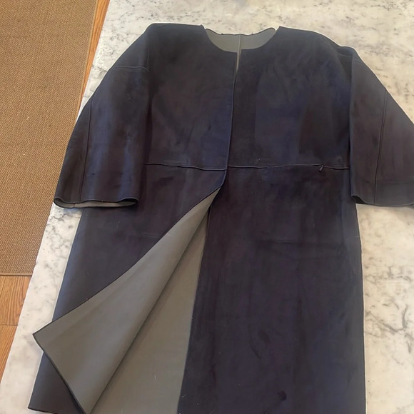 Navy blue and grey reversible suede coat sizes large medium - Picture 5 of 7